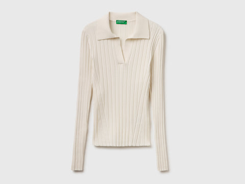 Ribbed sweater with polo collar - ucb_image_FS