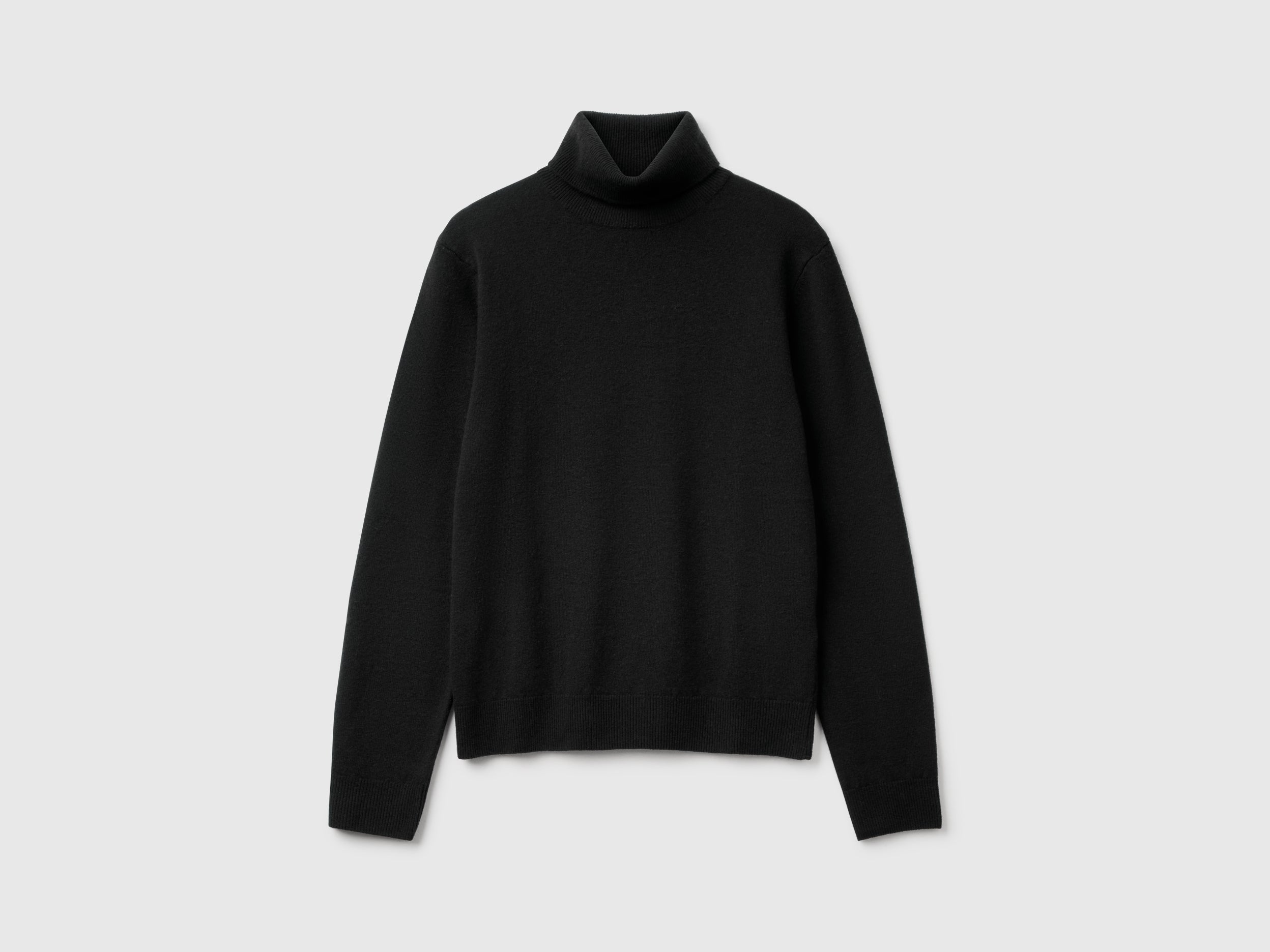 Camisola de gola alta preta em pura lã Merino - ucb_image_FS