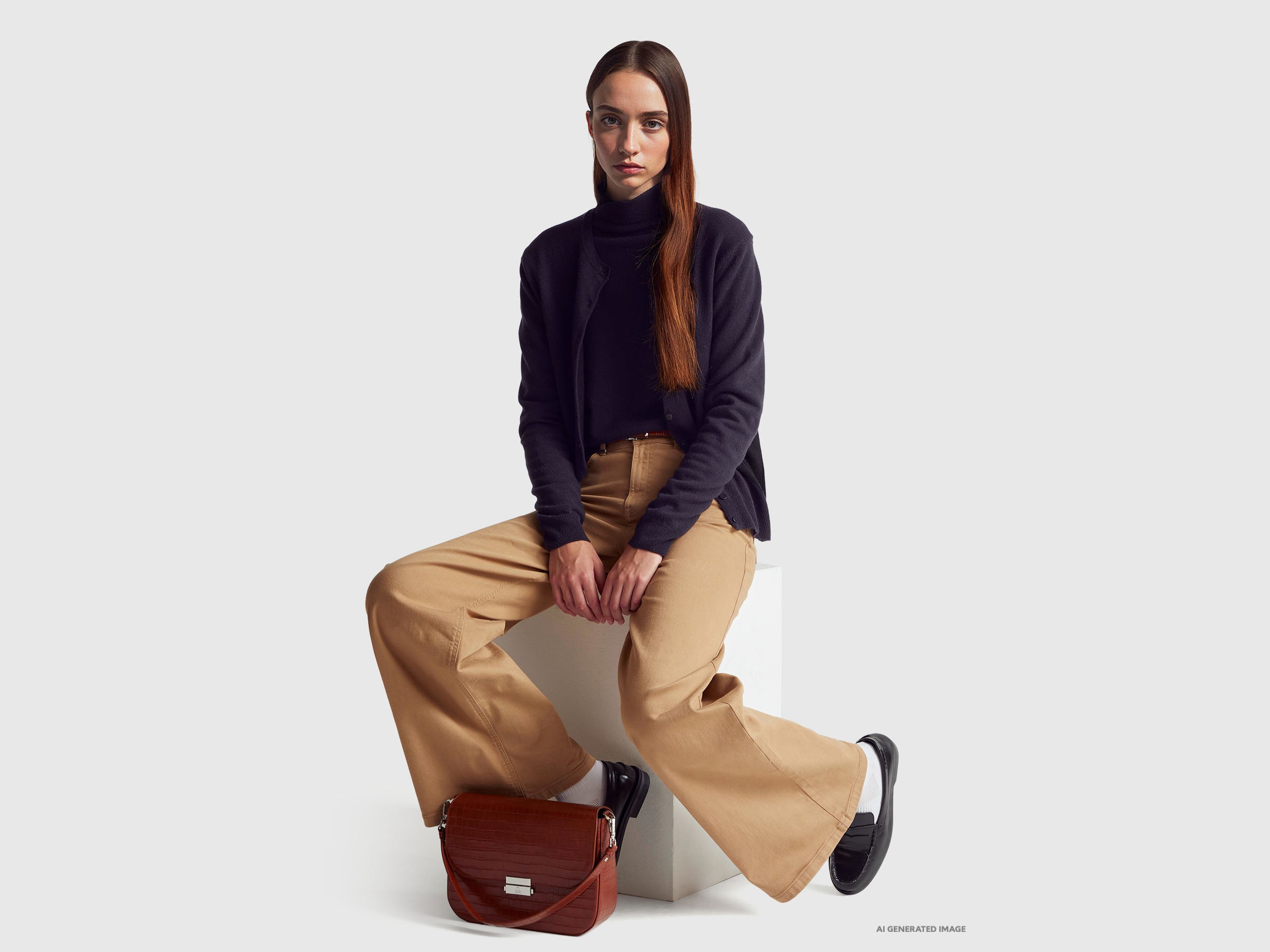 Camisola de gola alta preta em pura lã Merino - ucb_image_FY
