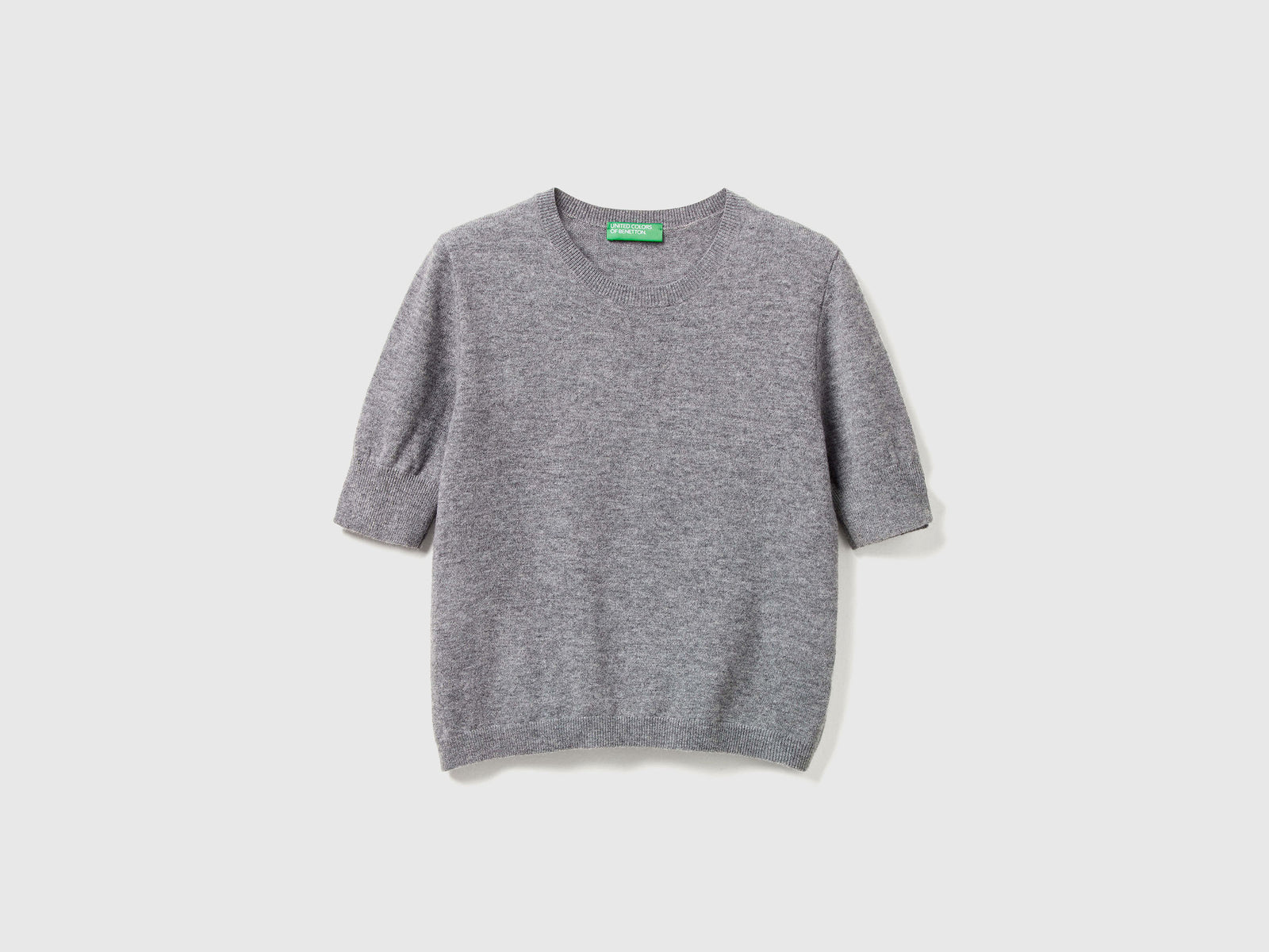 Camisola de manga curta cinza-escuro em pura lã Merino - ucb_image_FS