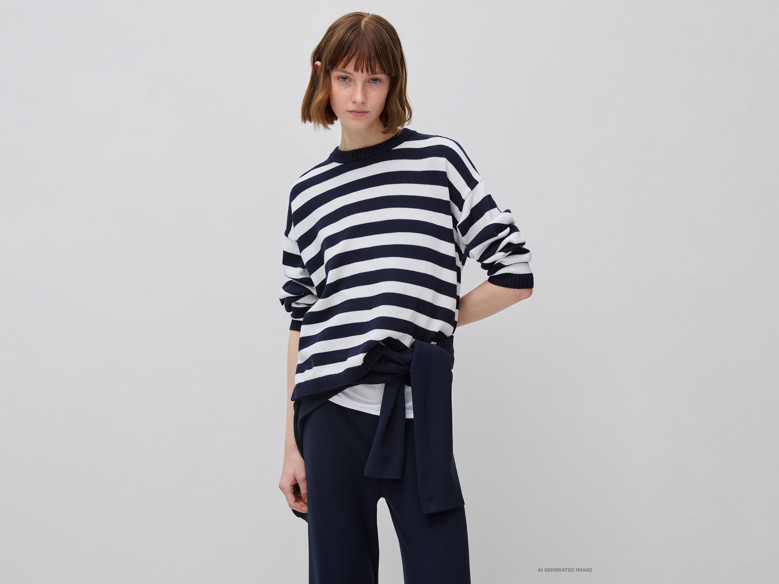 Camisola às riscas em algodão tricô - ucb_image_F