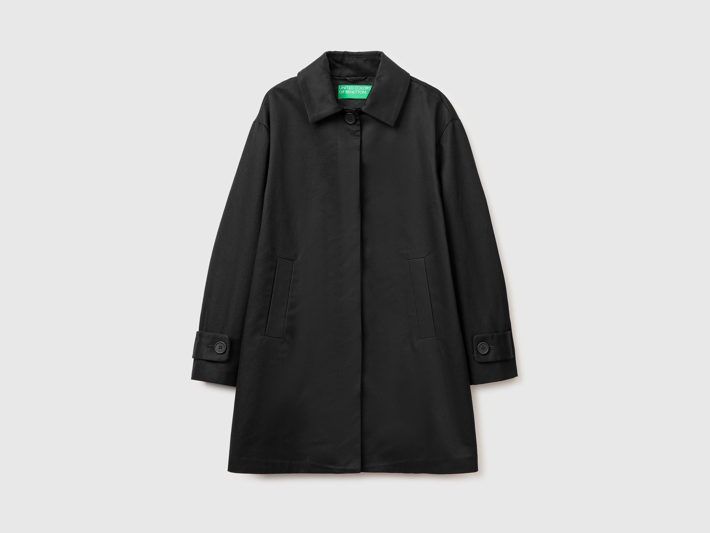 【イタリア製】ベネトン BENETTON ピーコート 黒 48 フォーマル Midi duster coat with collar