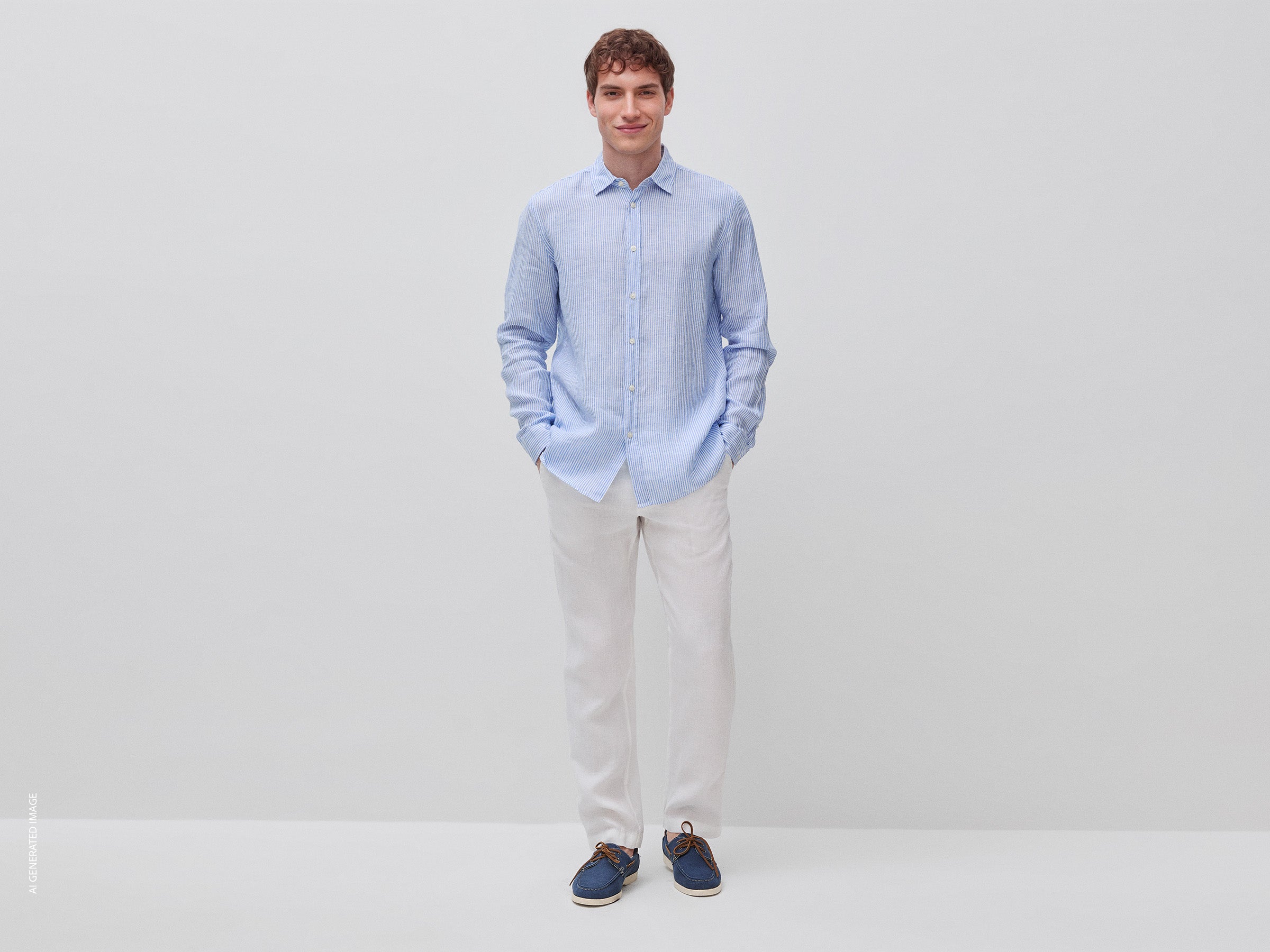 Camisa azul-claro às riscas em linho puro - ucb_image_FY