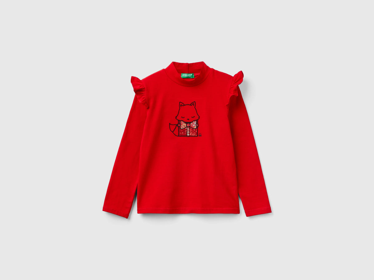 T-shirt de gola alta com folhos - ucb_image_FS