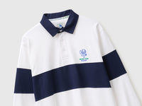 Polo branco e azul Benetton Rugby 100% algodão - ucb_image_FY
