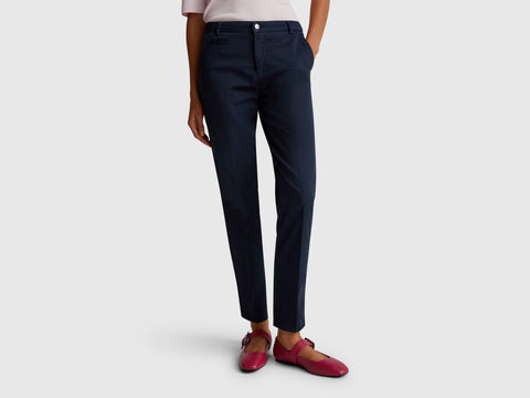 Chinos slim fit em algodão azul-escuro - ucb_image_F
