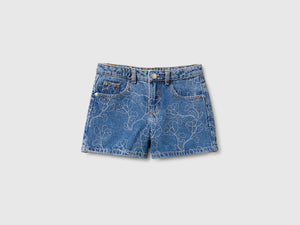 Shorts di jeans ricamato
