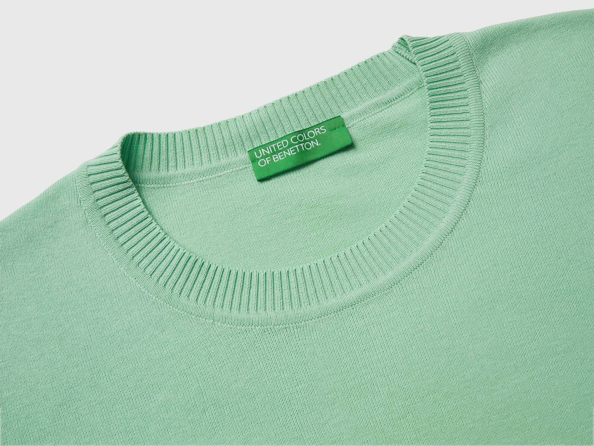 Sage green sweater in cotton tricot - ucb_image_DS1
