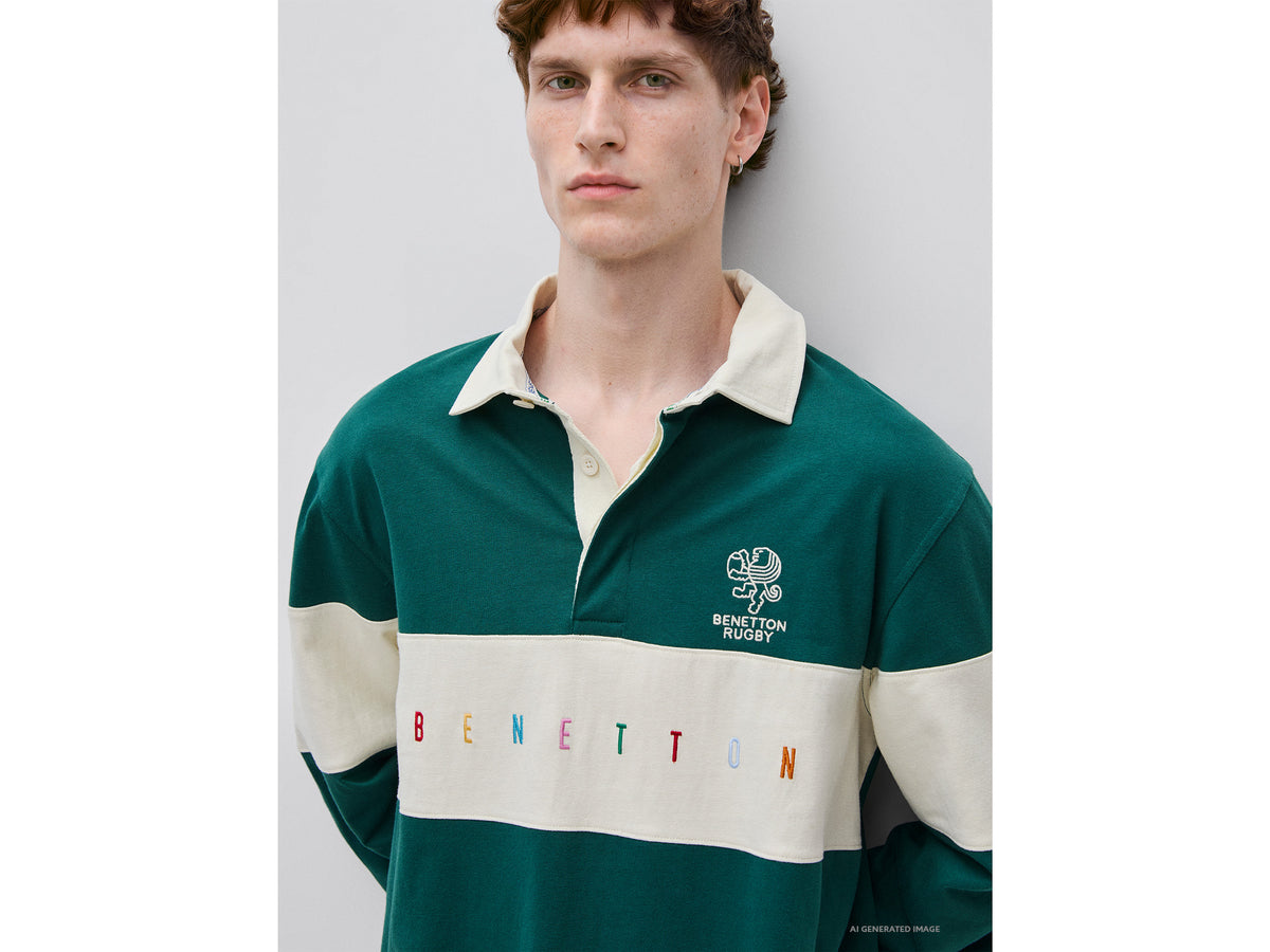 Polo verde-escuro Benetton Rugby 100% algodão - ucb_image_FY