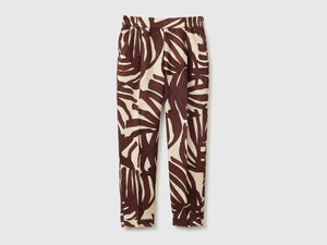 Printed joggers in pure linen