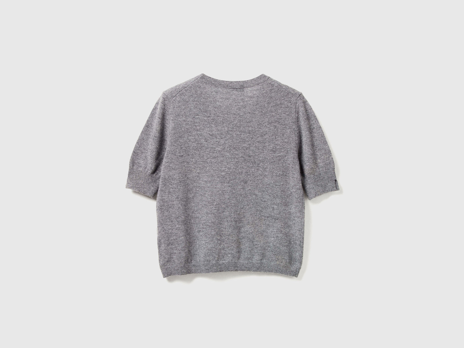 Camisola de manga curta cinza-escuro em pura lã Merino - ucb_image_BS