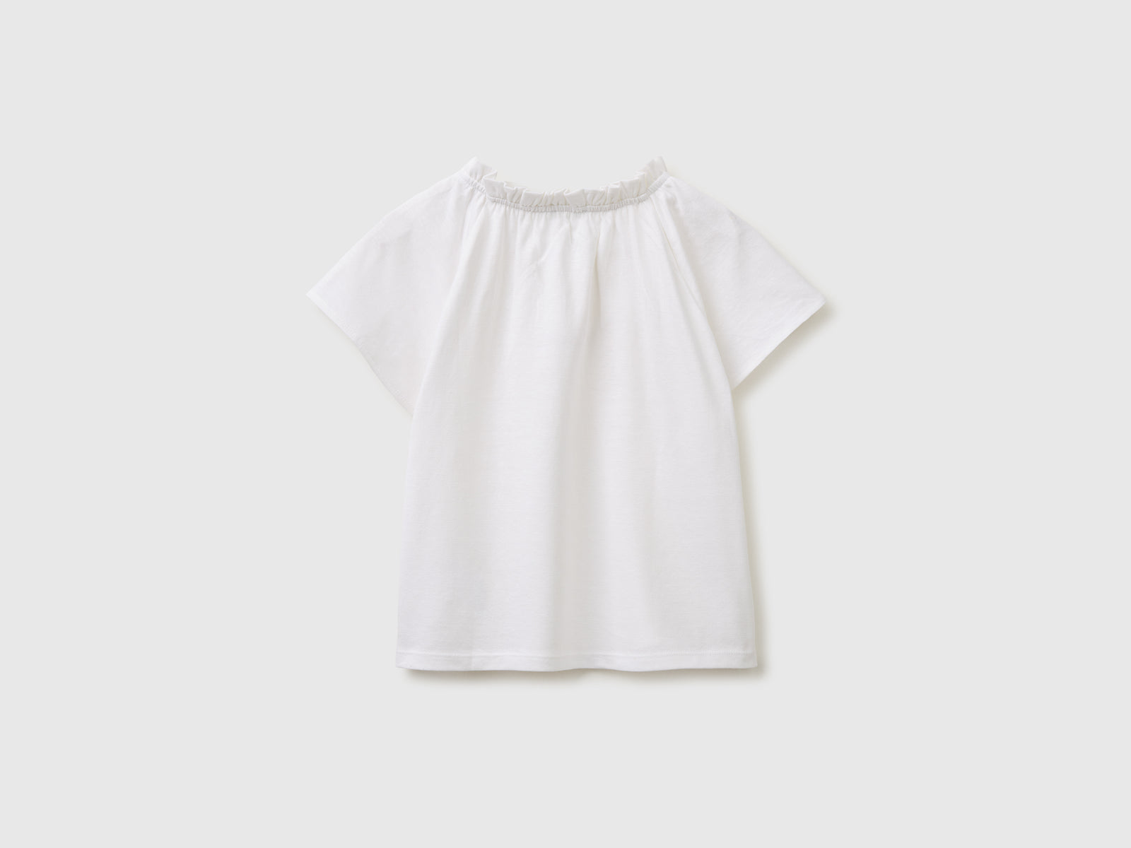 Linen blend ruffle neck T-shirt - ucb_image_BS