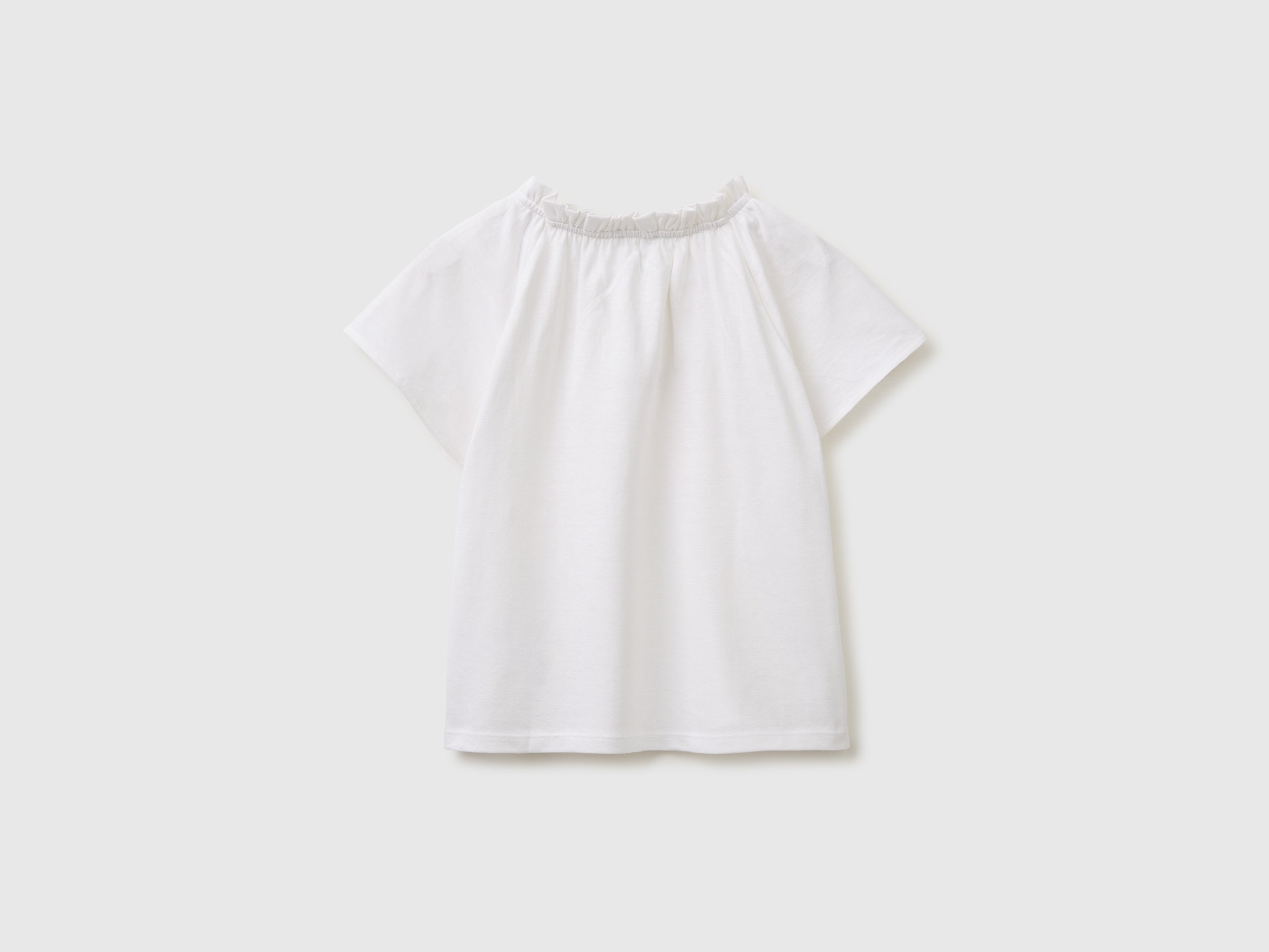 Linen blend ruffle neck T-shirt - ucb_image_BS