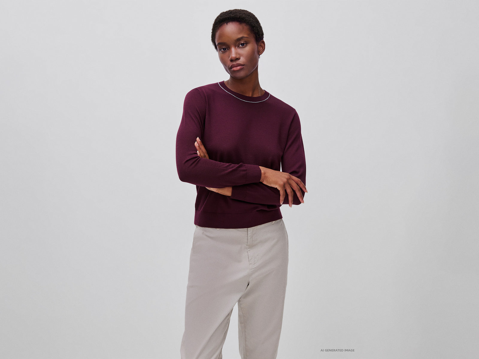 Camisola de gola redonda em pura lã Merino - ucb_image_F