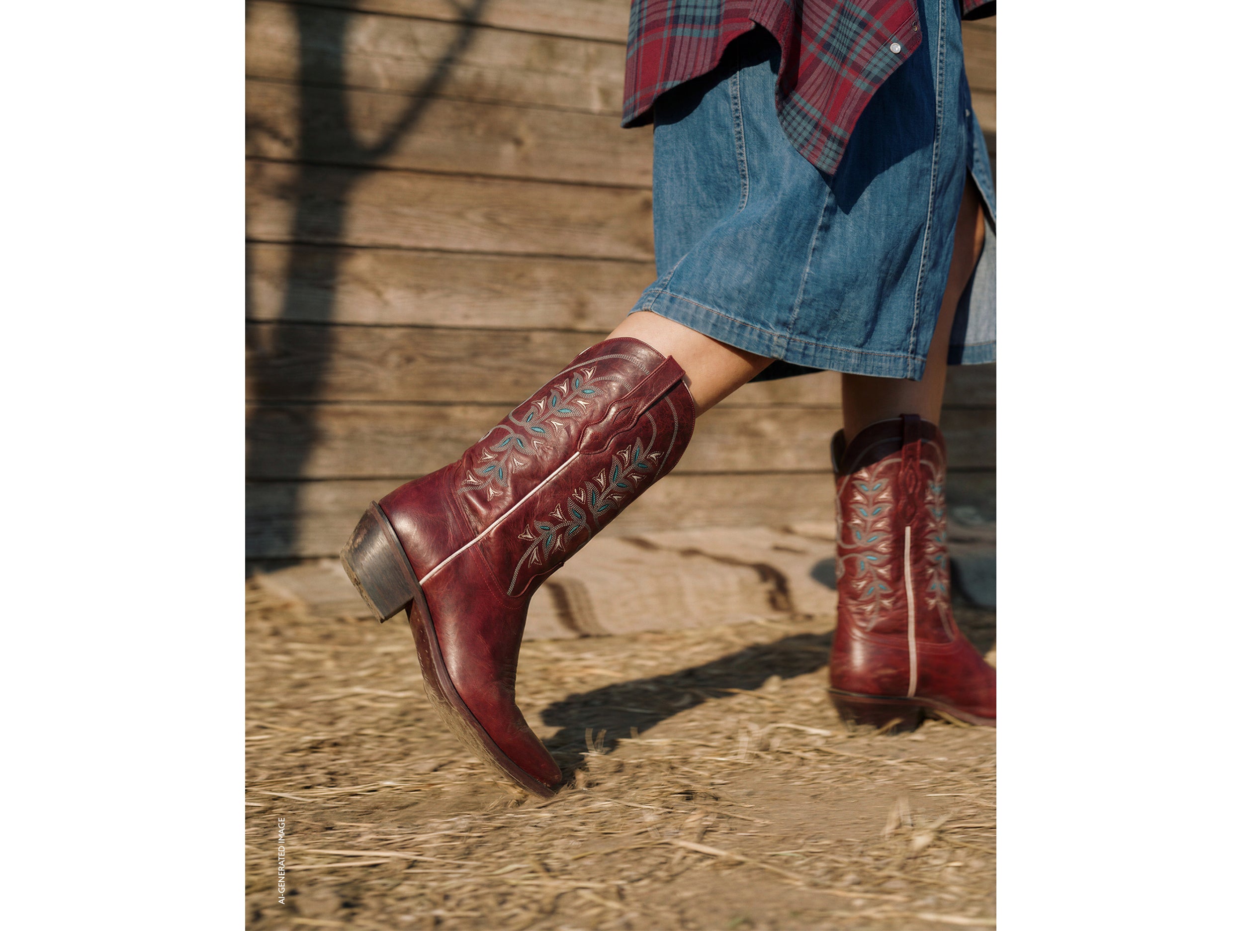 Botas texanas de cano longo vermelhas - ucb_image_F