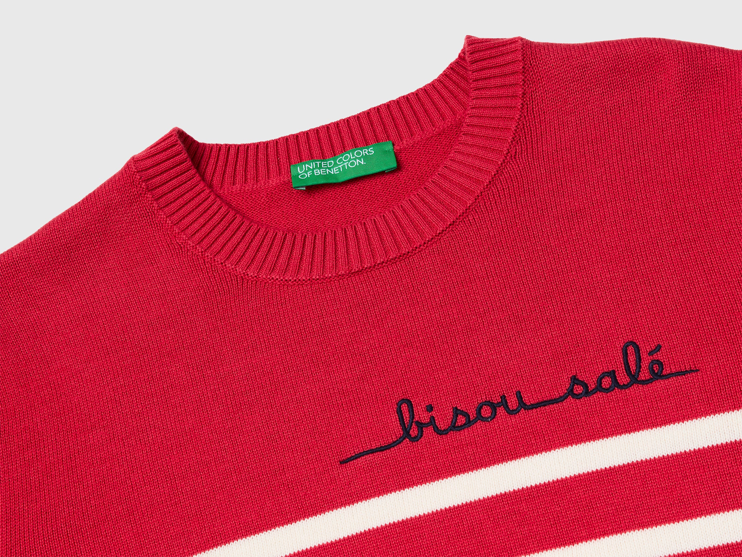 Striped sweater with embroidered writing - ucb_image_DS1