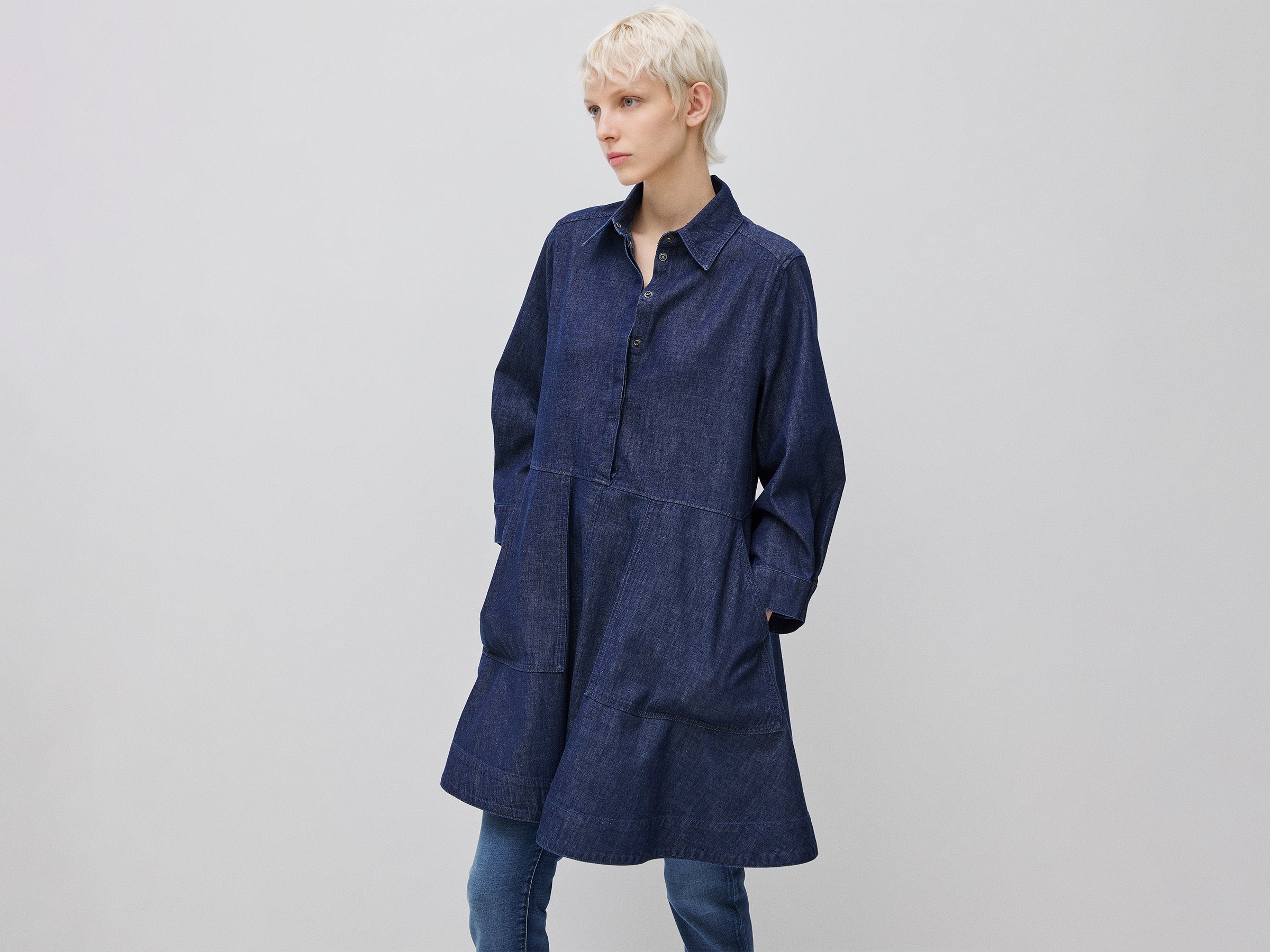 princess polly baby blue dress Calken striped chambray shirtdress | Soaked in Luxury | Long Dresses & Maxi  Dresses For Women main image 1
