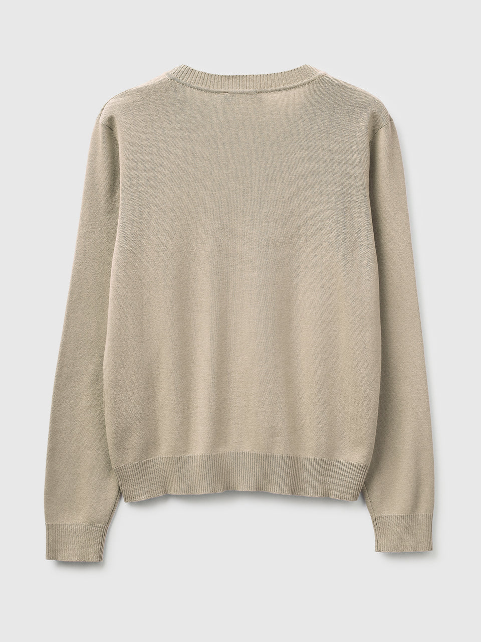 Beige V-neck sweater in tricot cotton - ucb_image_BS