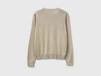Beige V-neck sweater in tricot cotton - ucb_image_BS