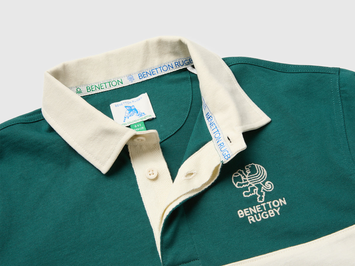 Polo verde-escuro Benetton Rugby em algodão orgânico - ucb_image_DS1
