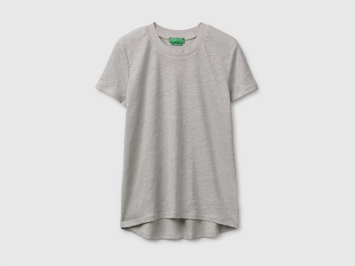 T-shirt com gola redonda em linho puro - ucb_image_FS