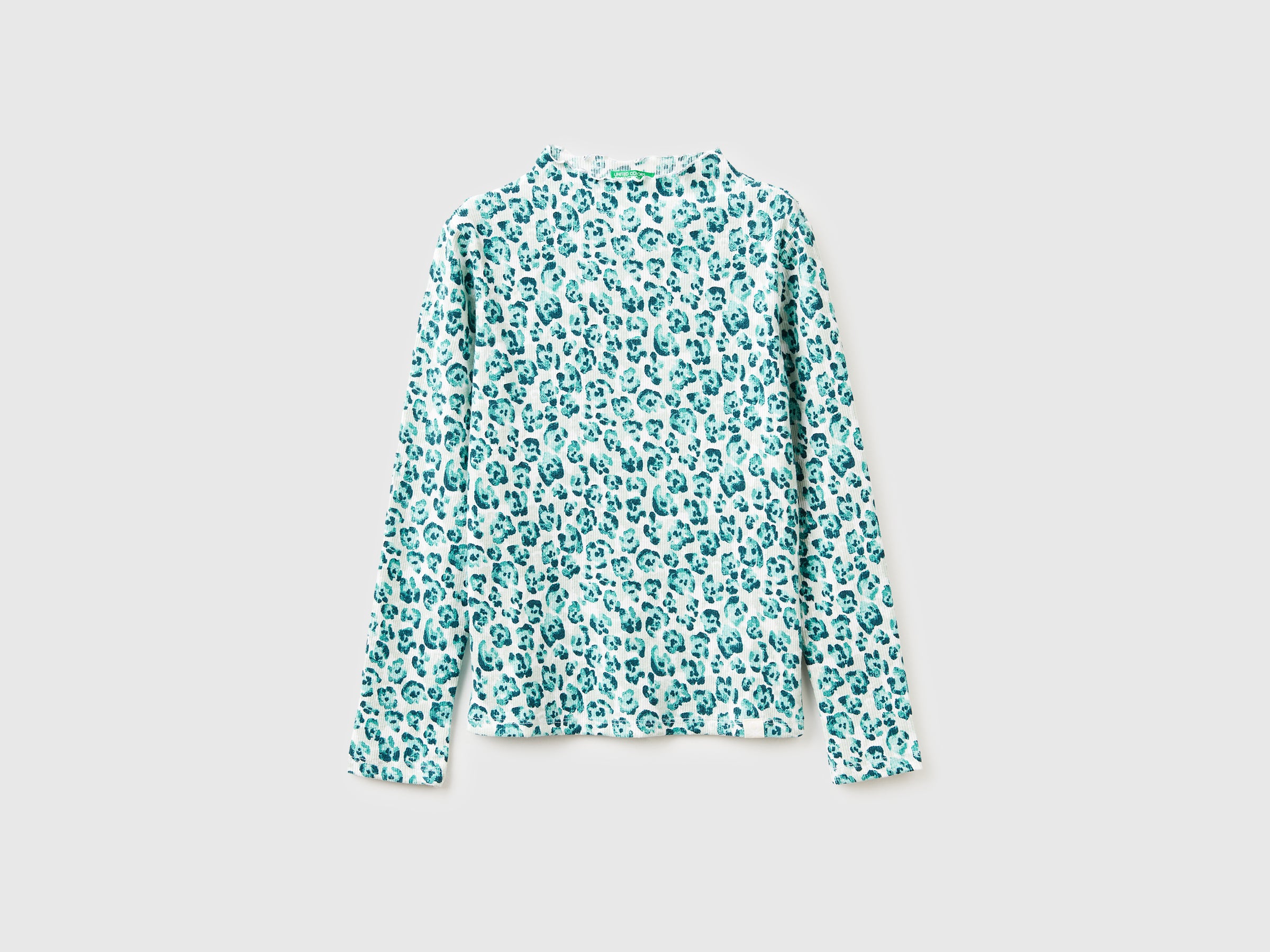 T-shirt de gola alta azul-claro com estampa animal. - ucb_image_FS