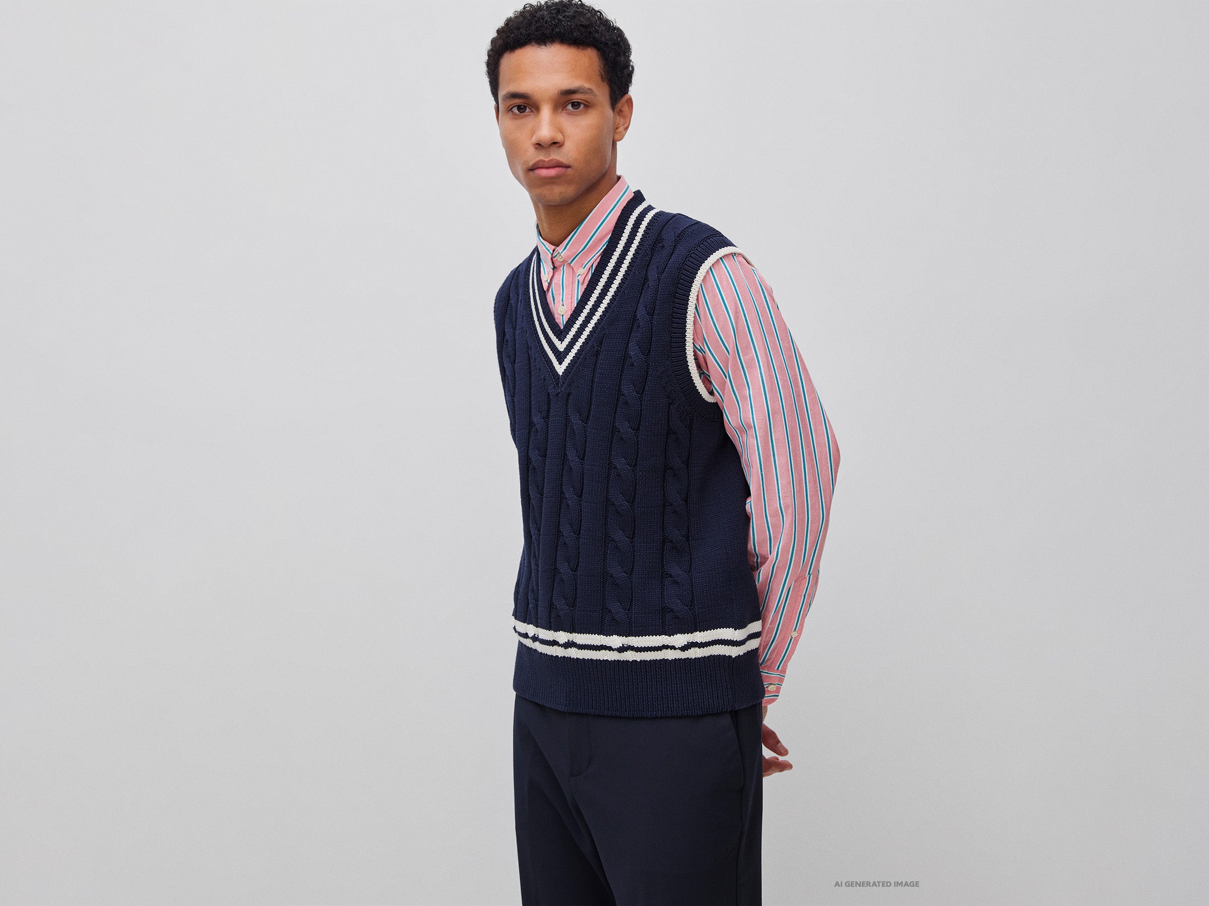 V-neck vest with braids