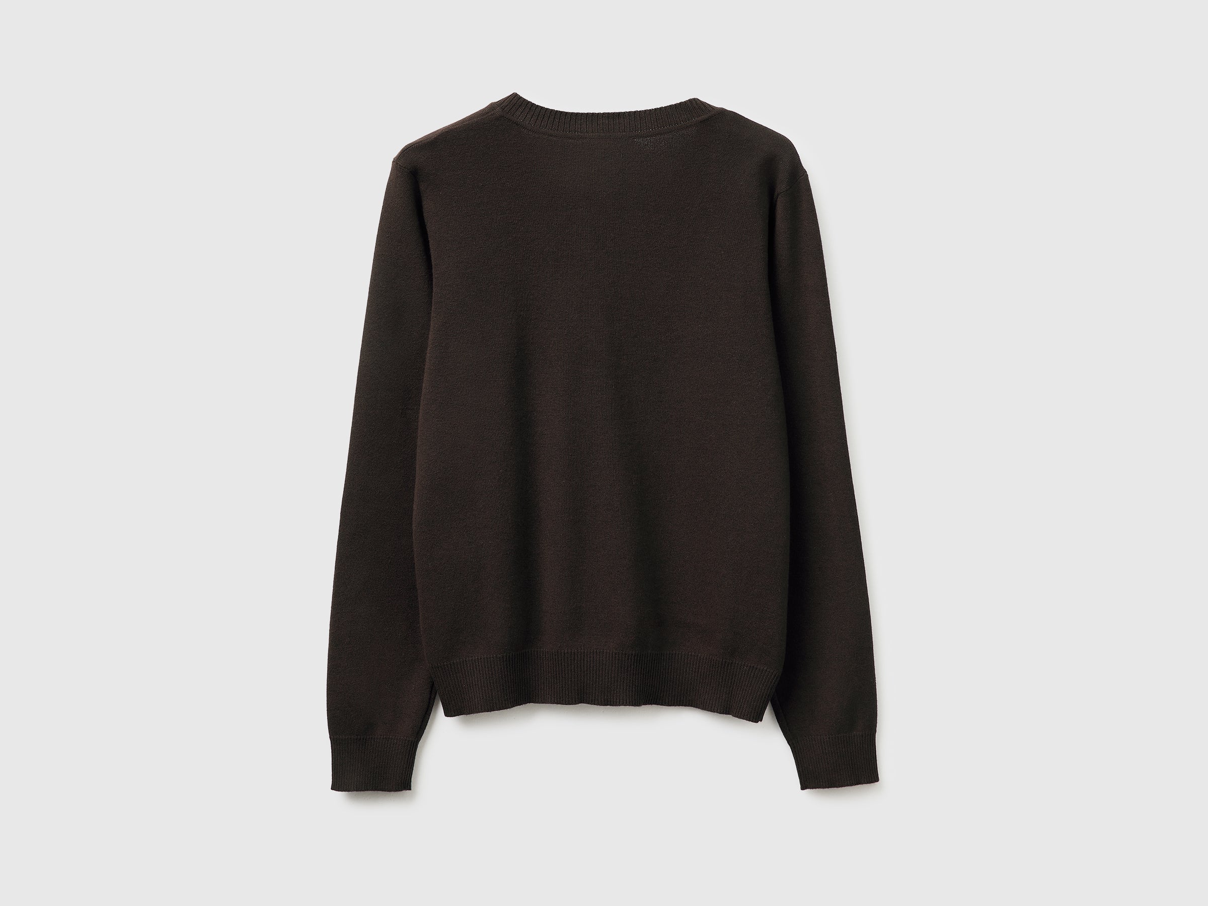 Brown V-neck sweater in tricot cotton - ucb_image_BS