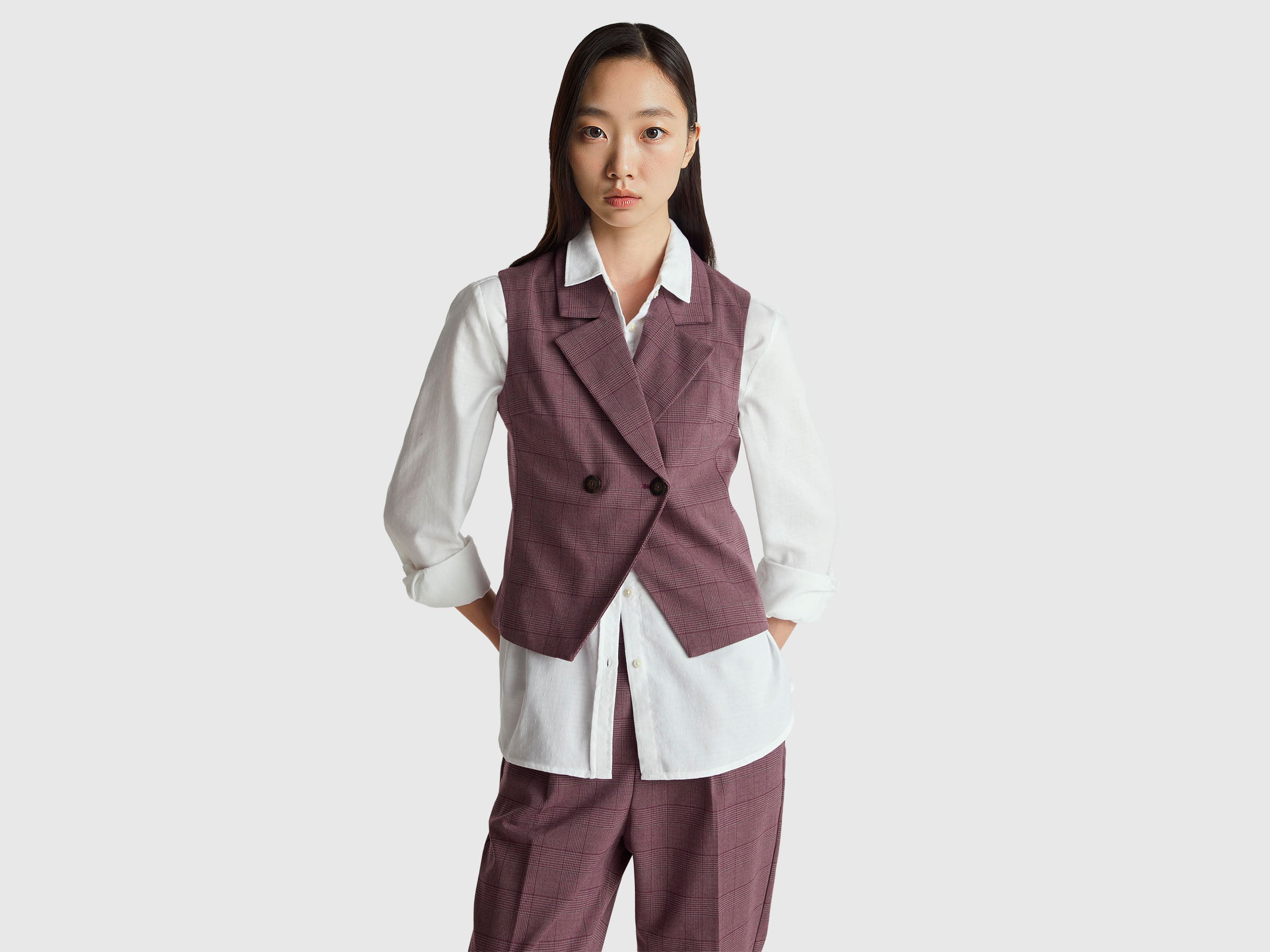 Double-breasted Prince of Wales vest