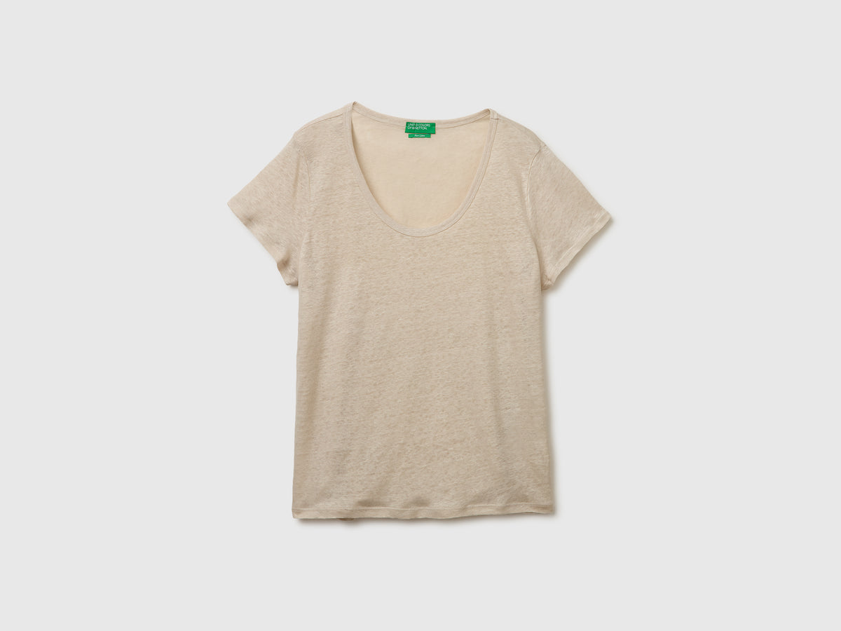 T-shirt de gola redonda em linho puro - ucb_image_FS