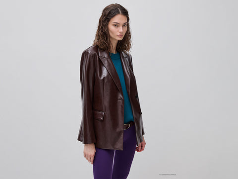 Blazer ajustado em tecido com efeito de pele - ucb_image_F
