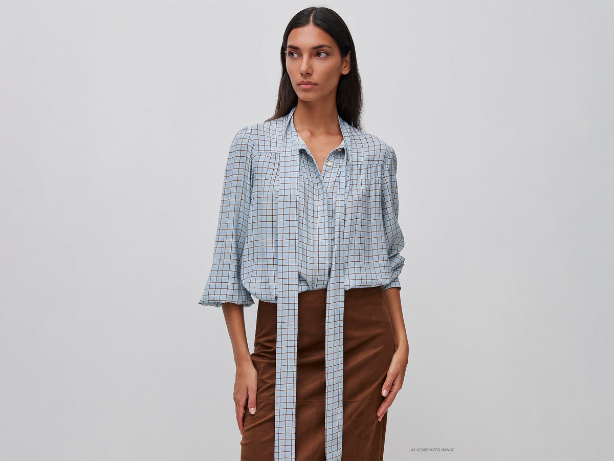 Blusa aos quadrados vichy com laço - ucb_image_F