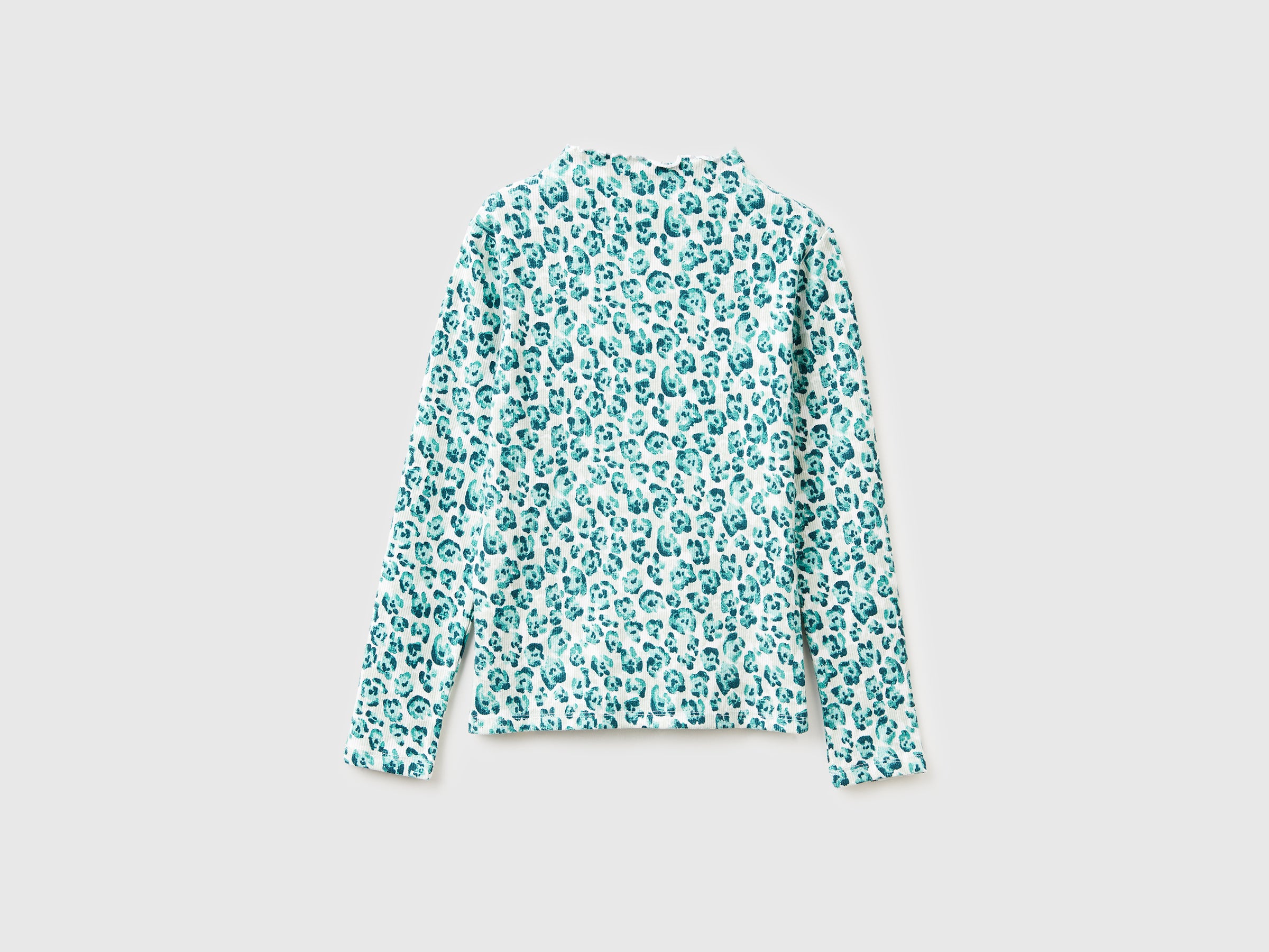 T-shirt de gola alta azul-claro com estampa animal. - ucb_image_BS