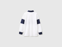 Polo branco e azul Benetton Rugby em algodão orgânico - ucb_image_BS