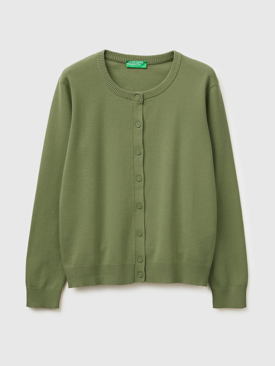 Olive green cardigan in tricot cotton - ucb_image_FS