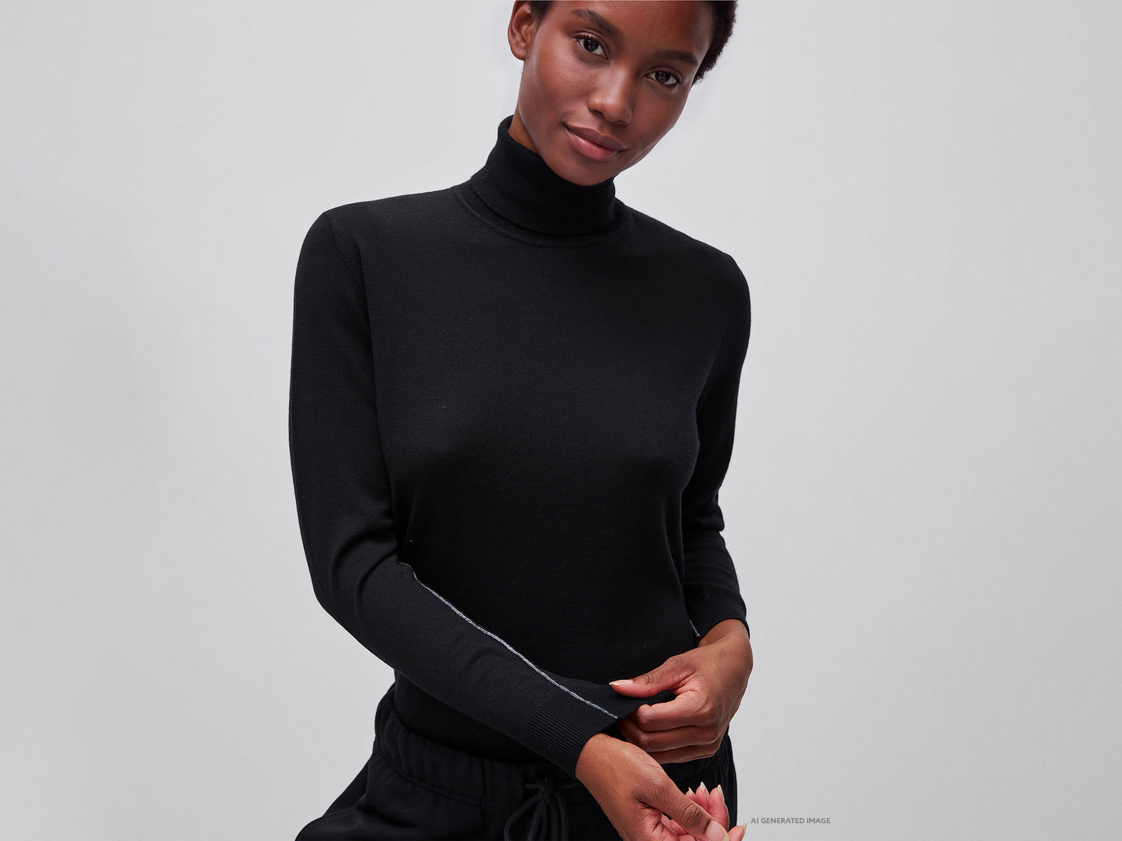 High-neck sweater in pure Merino wool