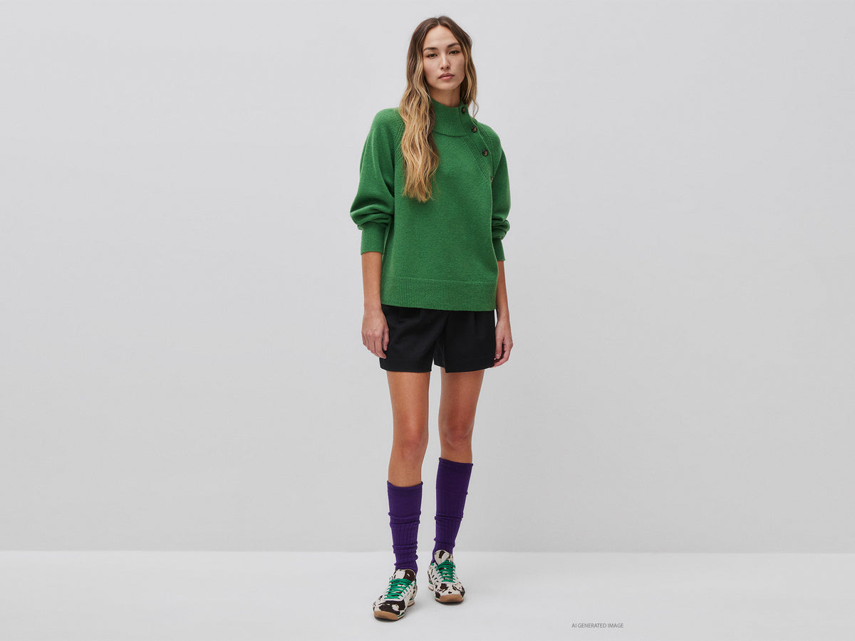 100% wool turtleneck sweater with buttons
