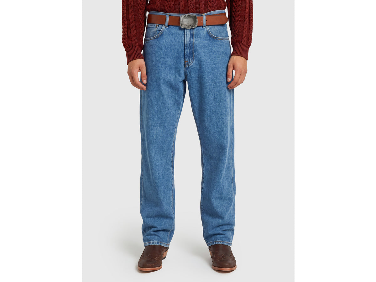 Medium blue wash bootcut jeans