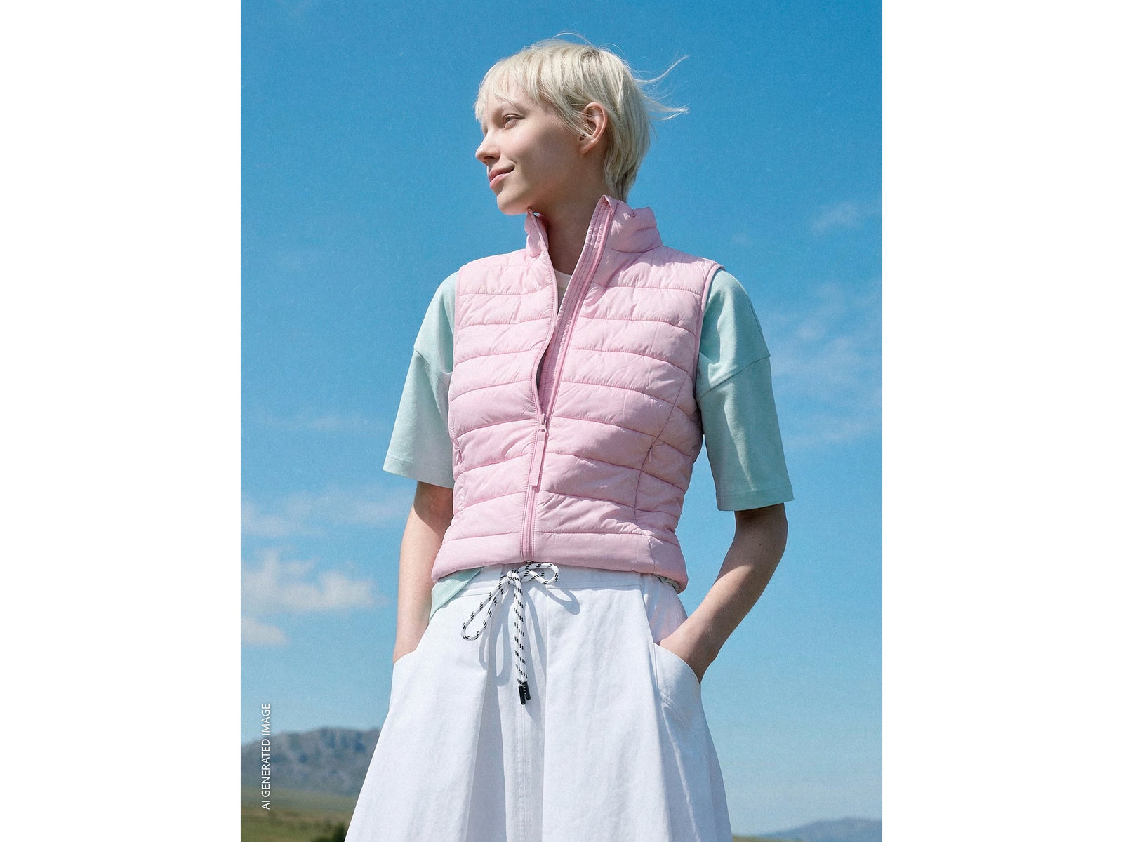 Sleeveless slim fit padded jacket