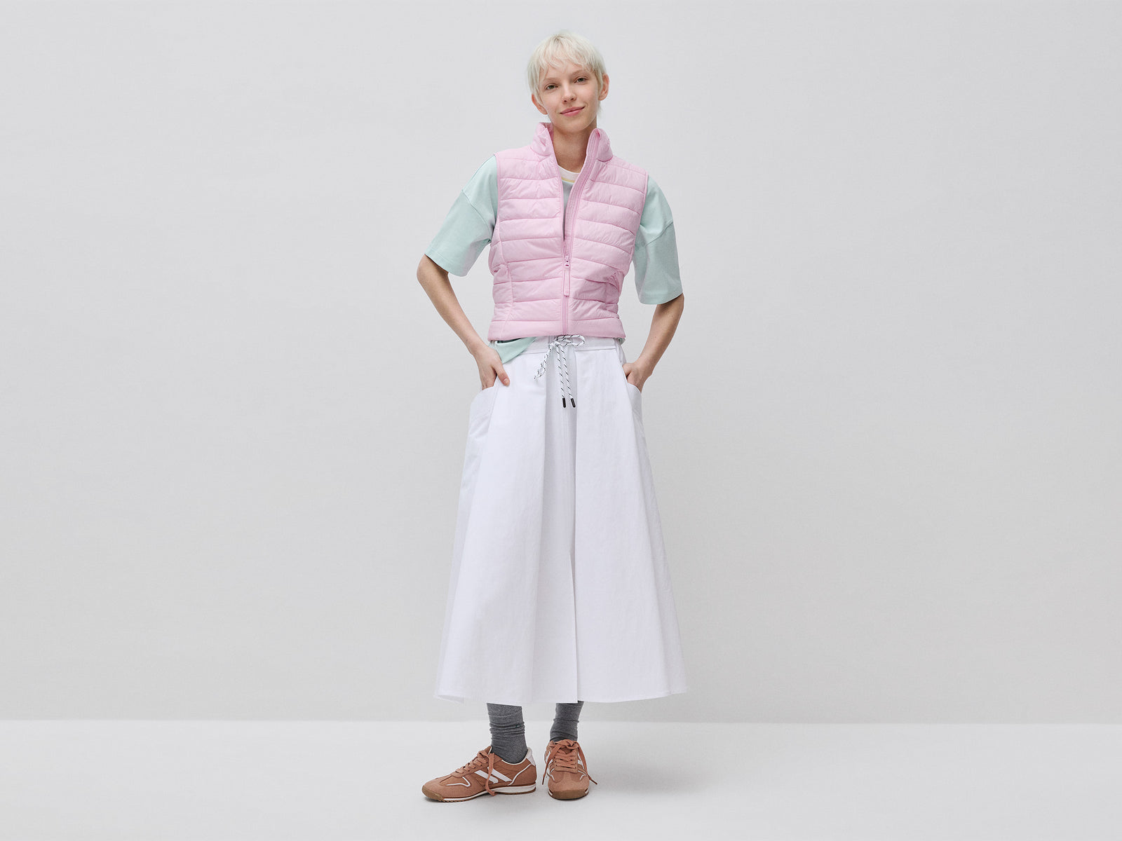 Midi skirt with drawstring