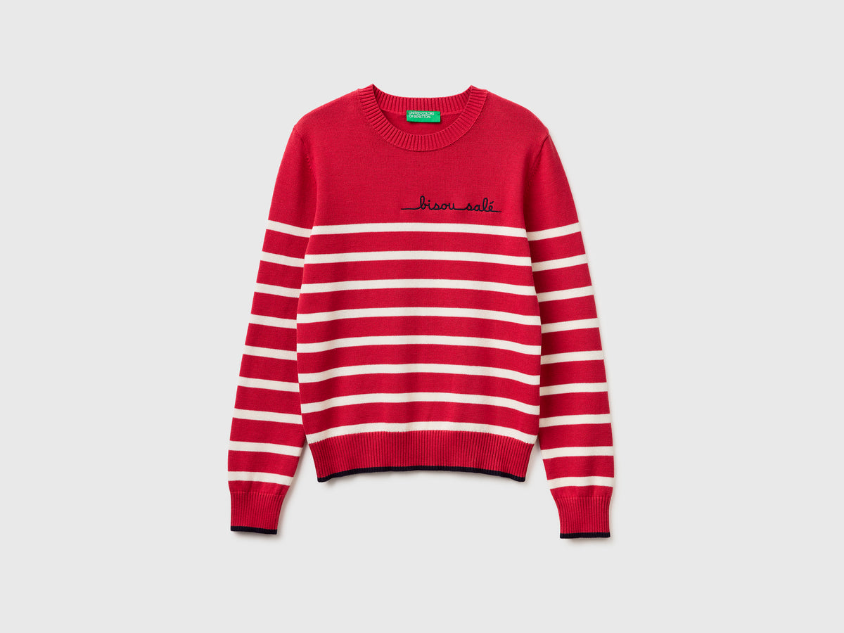 Striped sweater with embroidered writing - ucb_image_FS