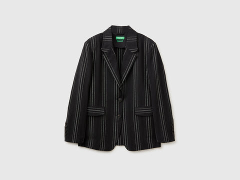 Blazer às riscas em mistura de linho  - ucb_image_FS