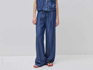 Pantaloni ampi in chambray