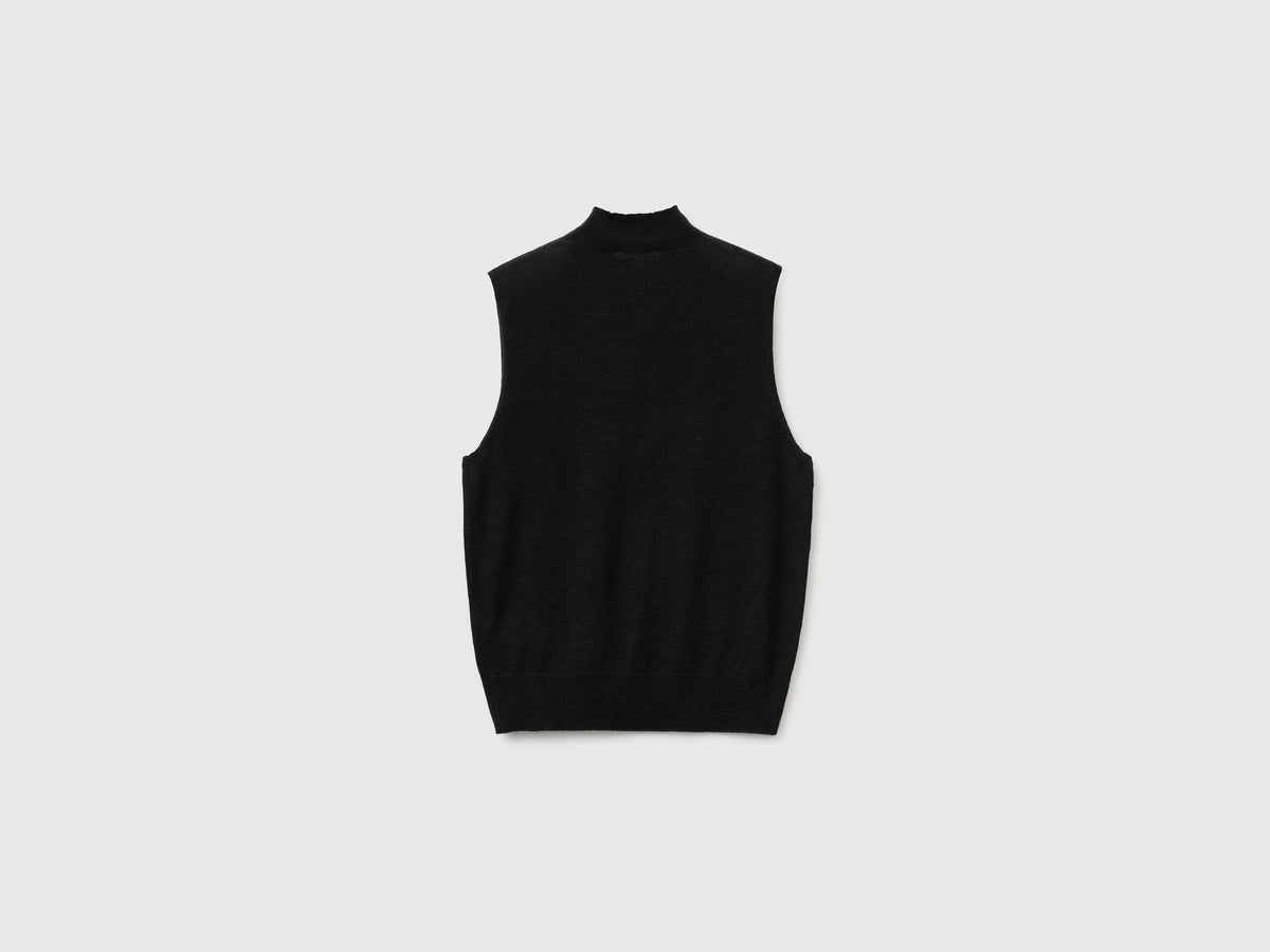 Camisola de gola alta sem mangas em mistura de lã ultraligeira - ucb_image_BS