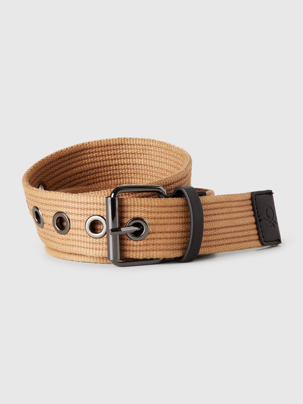 Cintura a righe con occhielli Uomo