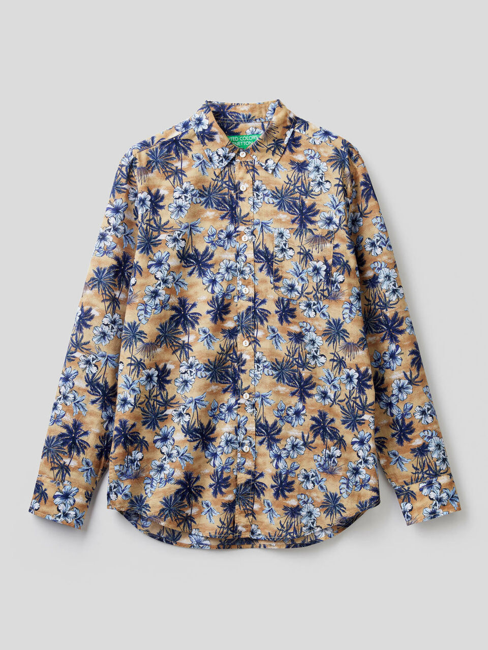 Camicia 100% cotone con stampa botanica image number 1