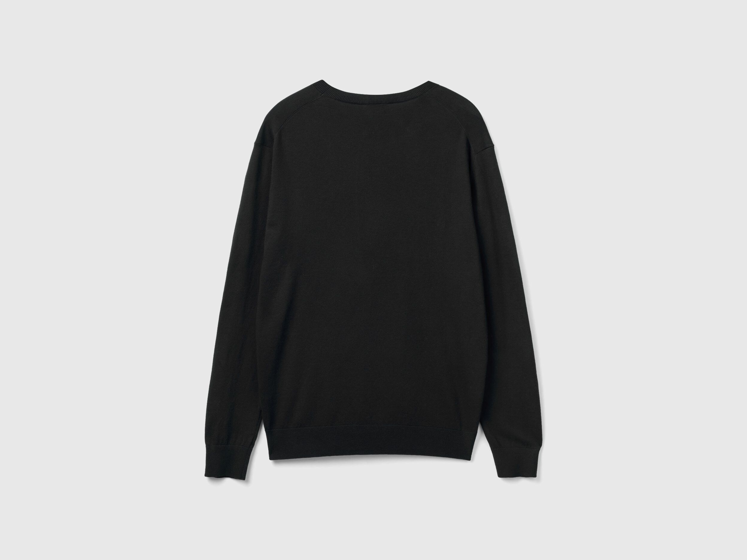 Maglia girocollo in misto cotone leggero Nero Benetton