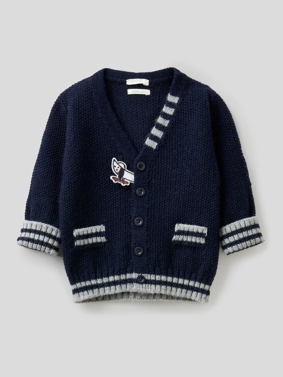 Cardigan in misto lana con toppe image number 1