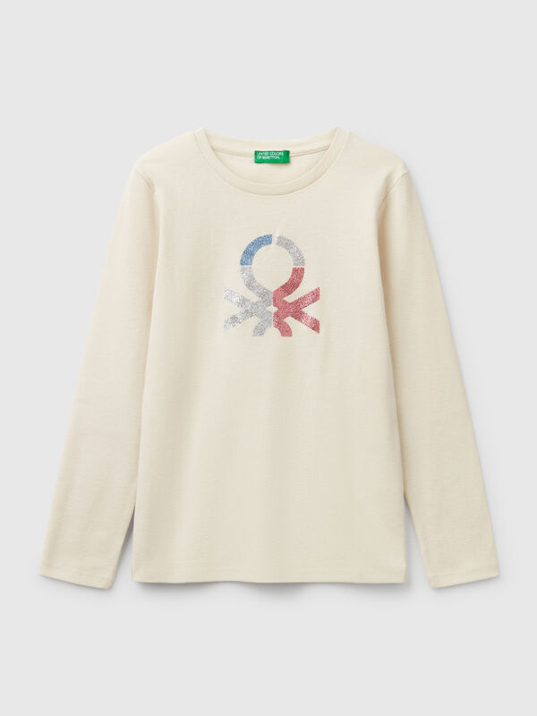Maglietta a manica lunga con stampa glitter Bambina