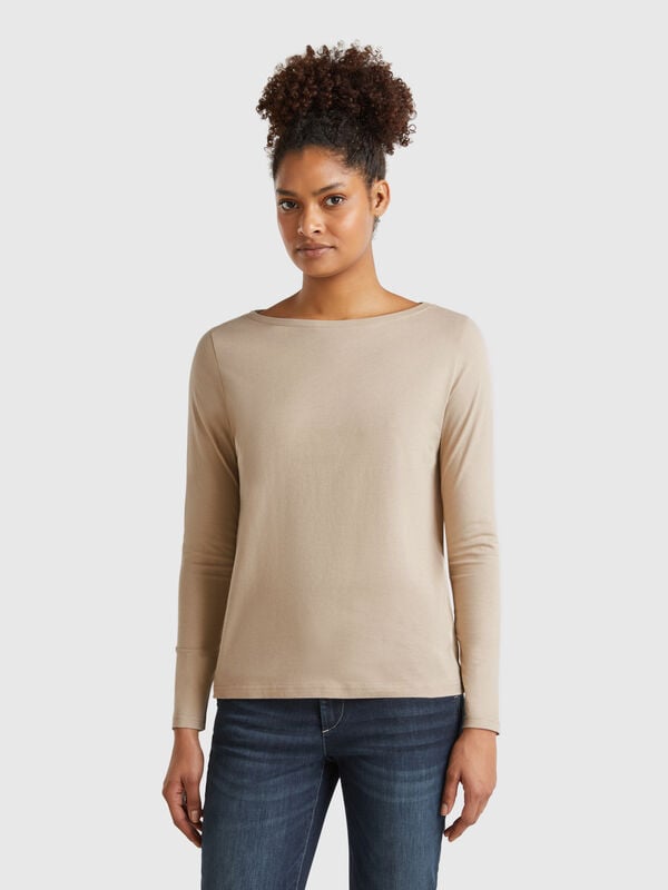 T-shirt con scollo a barchetta 100% cotone Donna